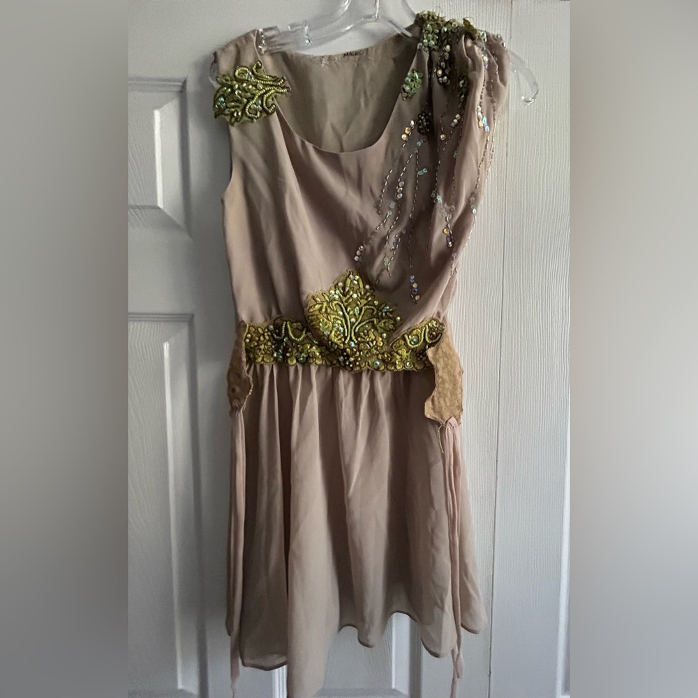 CUSTOM COSTUMER-DESIGNED & CRAFTED Costume Dress with Crystal Embellishments, S